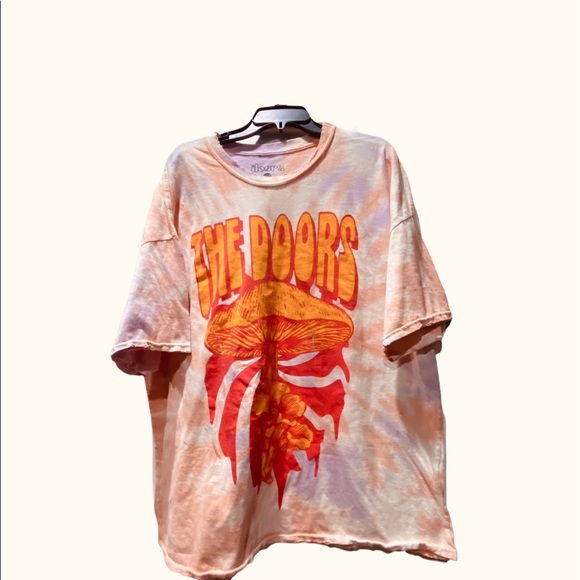 The Doors Tie Dye Distressed Oversized Top Orange/Combo NWOT SIZE 1X/2X - Picture 5 of 5